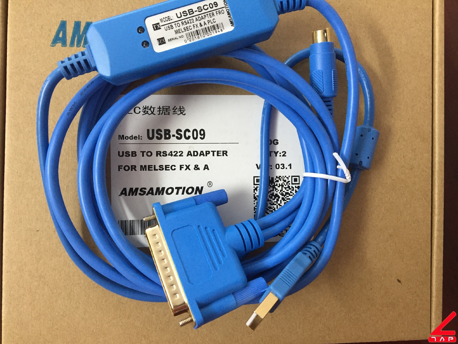 Cable lập trình USB-SC09 cho PLC Mitsubishi FX/A Model: USB-SC09 Giao diện: USB Hệ điều hành tương thích: Windows 2000 / XP / WIN 7, WIN 8. Cable lập trình USB-SC09 sử dụng dễ dàng, dùng cho hầu như tất cả ngôn ngữ lập trình. Gọn nhẹ dễ dàng di chuyển mang theo, lắp đặt. Cable cho phép nạp xóa dễ dàng, chứa được những chương trình phức tạp. Cable lập trình USB-SC09 có tốc độ truyền dữ liệu nhanh, độ chính xác cao. Chất liệu nhựa cao cấp, dây cáp mềm. Nhiệt độ làm việc: -20 ~ + 75 ℃. Chiều dài cáp: 3 m. Cable màu vàng. Cáp lập trình USB-SC09 cho PLC Mitsubishi FX/A Cable lập trình USB-SC09 cho PLC Mitsubishi FX/A
